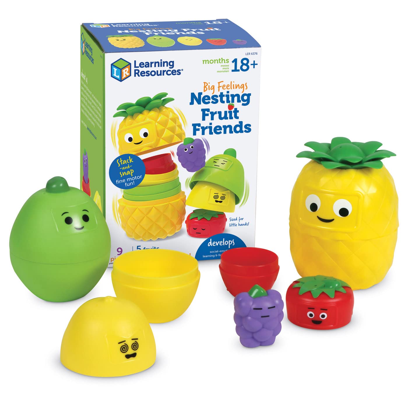 Learning Resources Big Feelings Nesting Fruit Friends - Fine Motor Toys, Social Emotional Skills Regulation Tools for Kids, Gifts for Boys and Girls, Classroom Must Haves, Occupational Games