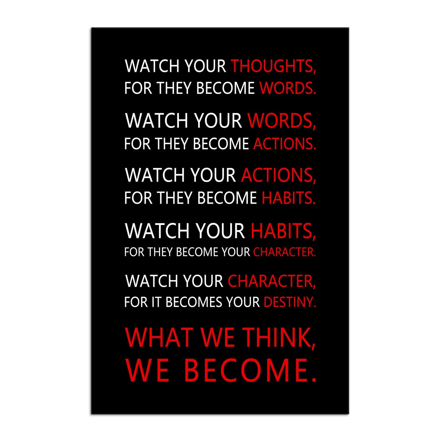 Motivational Wall Art for Office Watch Your Thoughts Inspirational Canvas Painting Inspiring Quotes Posters Prints Artwork Living Room Home Decor Framed Ready to Hang [24''W x 36''H]
