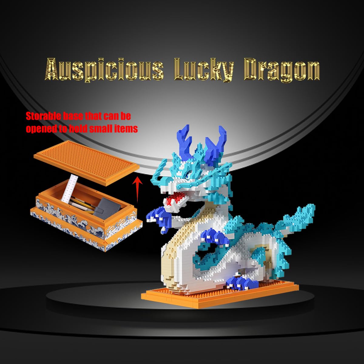 HONLANCH Dragon Series Auspicious Lucky Dragon Micro Building Blocks Set (2020Pieces,Base with Storage Function)-Toys Gifts for Kid and Adult