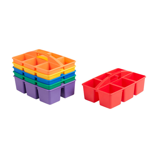 ECR4Kids 6-Compartment Large Plastic Caddy, Multipurpose Organization, Primary, 6-Pack