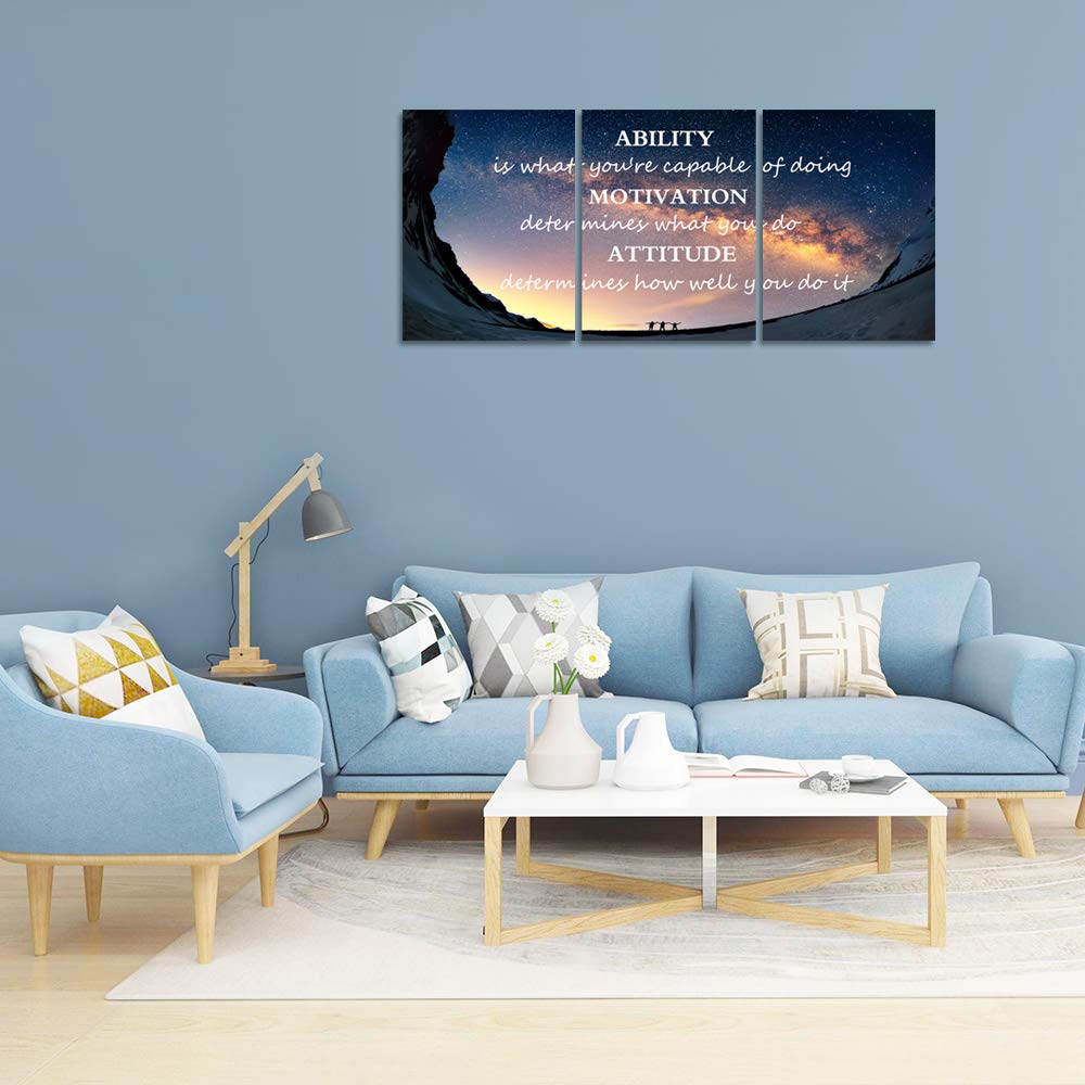 3 Panels Successful Inspirational Posters Quotes Wall Art Ability Modern Motivational Painting Picture Prints on Canvas Artwork Motto for Office Bedroom Decor Living Room Home Decor (16”Hx36”W)