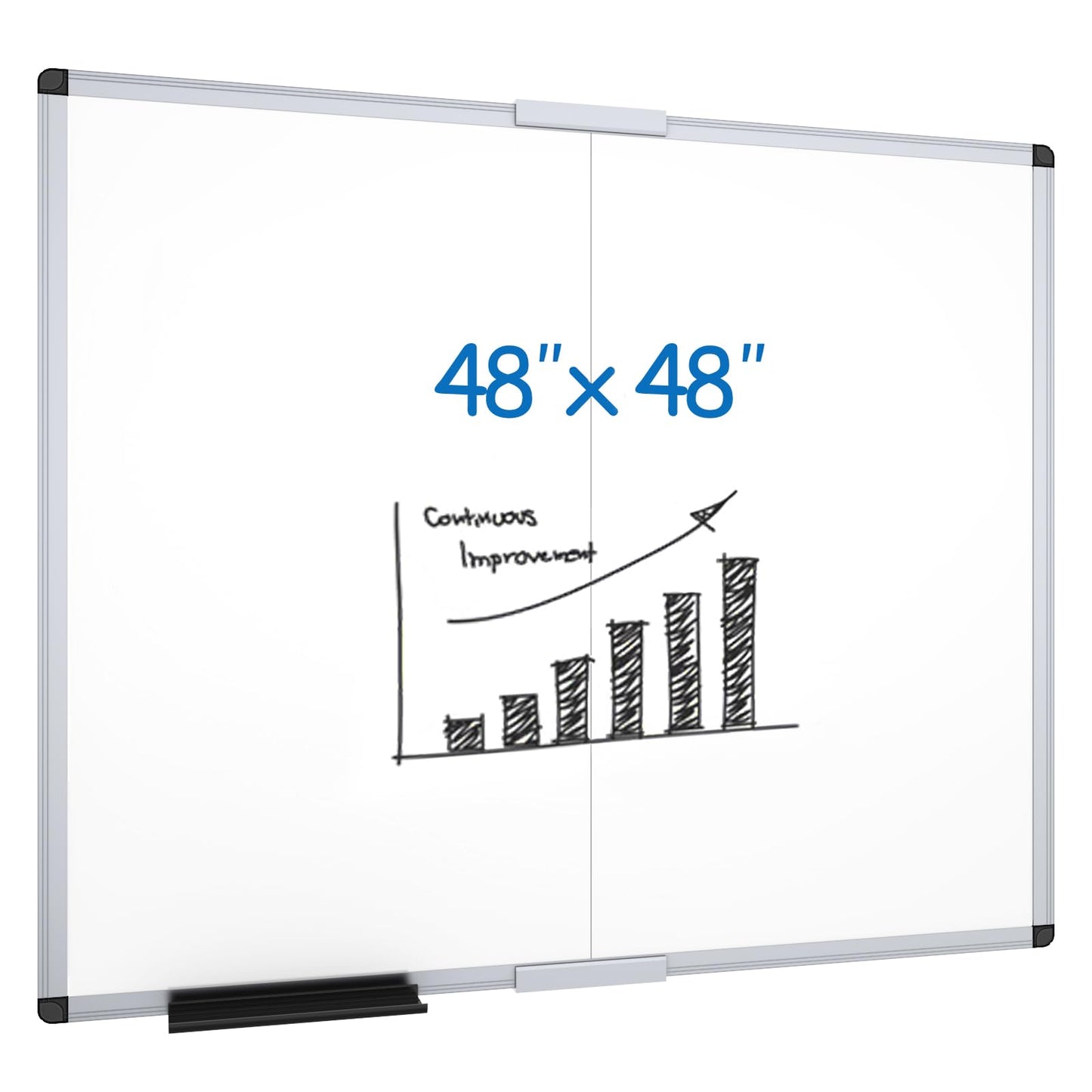 VIZ-PRO Magnetic Foldable Whiteboard, 48 x 48 Inches, Dry Erase Wall Mounted Board for School Office and Home