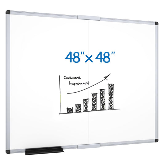 VIZ-PRO Magnetic Foldable Whiteboard, 48 x 48 Inches, Dry Erase Wall Mounted Board for School Office and Home
