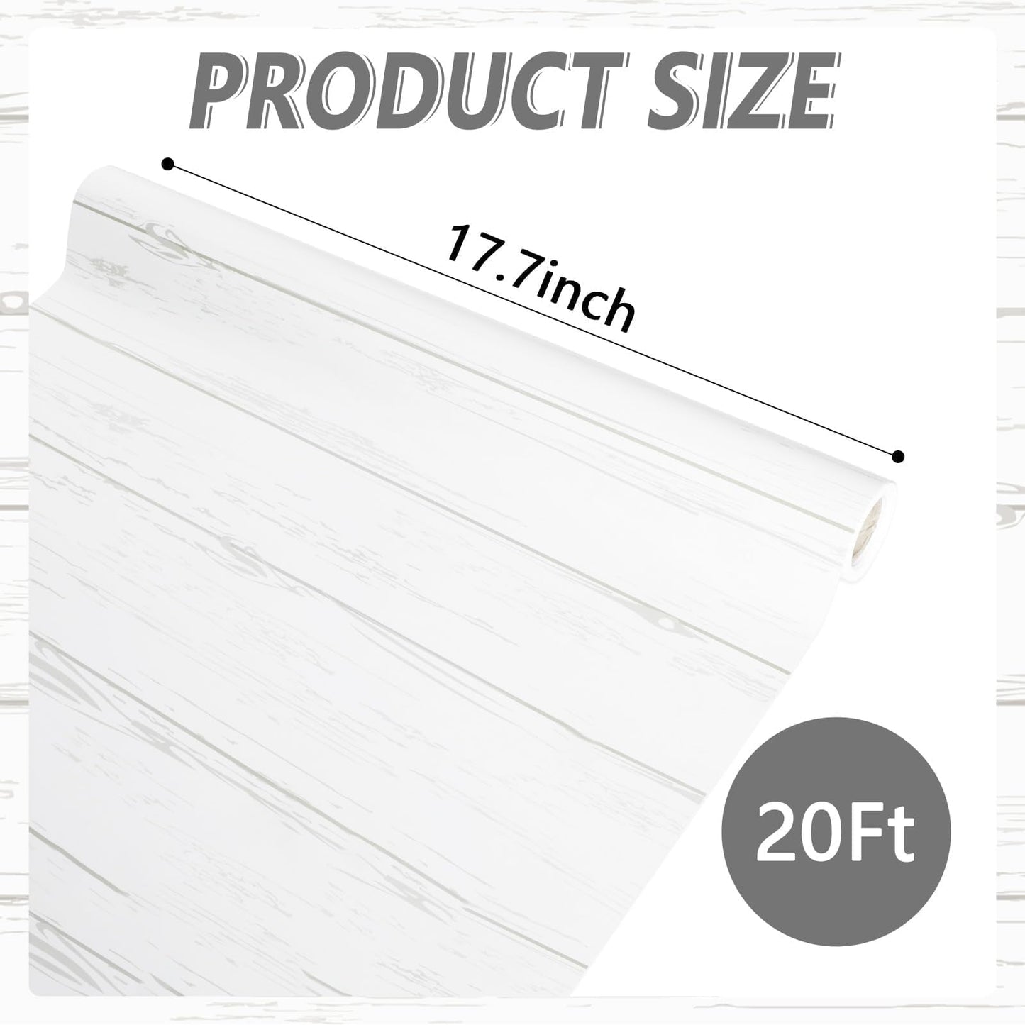 Qyeahkj Rustic Bulletin Board Paper Roll - White Wood Grain Background Paper, Fade Resistant - 17.7in x 20ft for Arts, Crafts & Classroom Supplies
