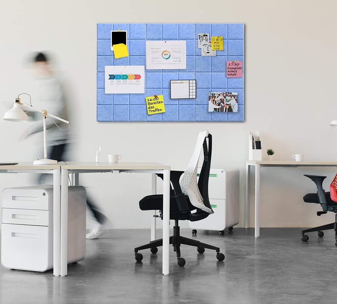 Uoisaiko Large Cork Board Felt Board Tiles for Walls with 30 Push Pins, 11.8"x11.8" Pack of 6 Pin Board Notice Boards for Home Office Kitchen, Bulletin Board Wall Tiles for Photos Memos