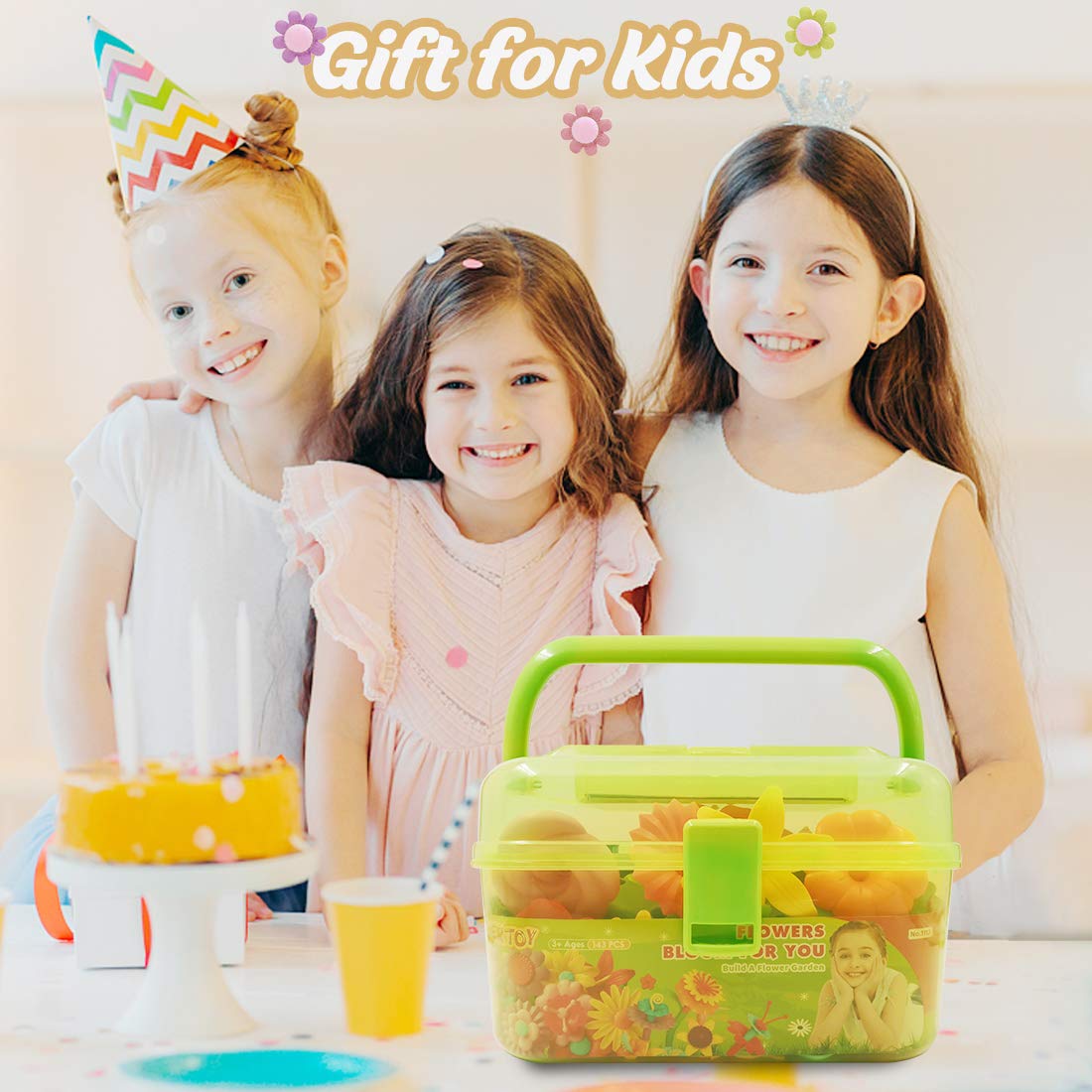 VERTOY Flower Garden Building Toy Set for 3, 4, 5, 6 Year Old Girls, STEM Educational Activity Games and Girls Birthday Gift for Age 3+ yr Toddlers and Kids, 143 pcs