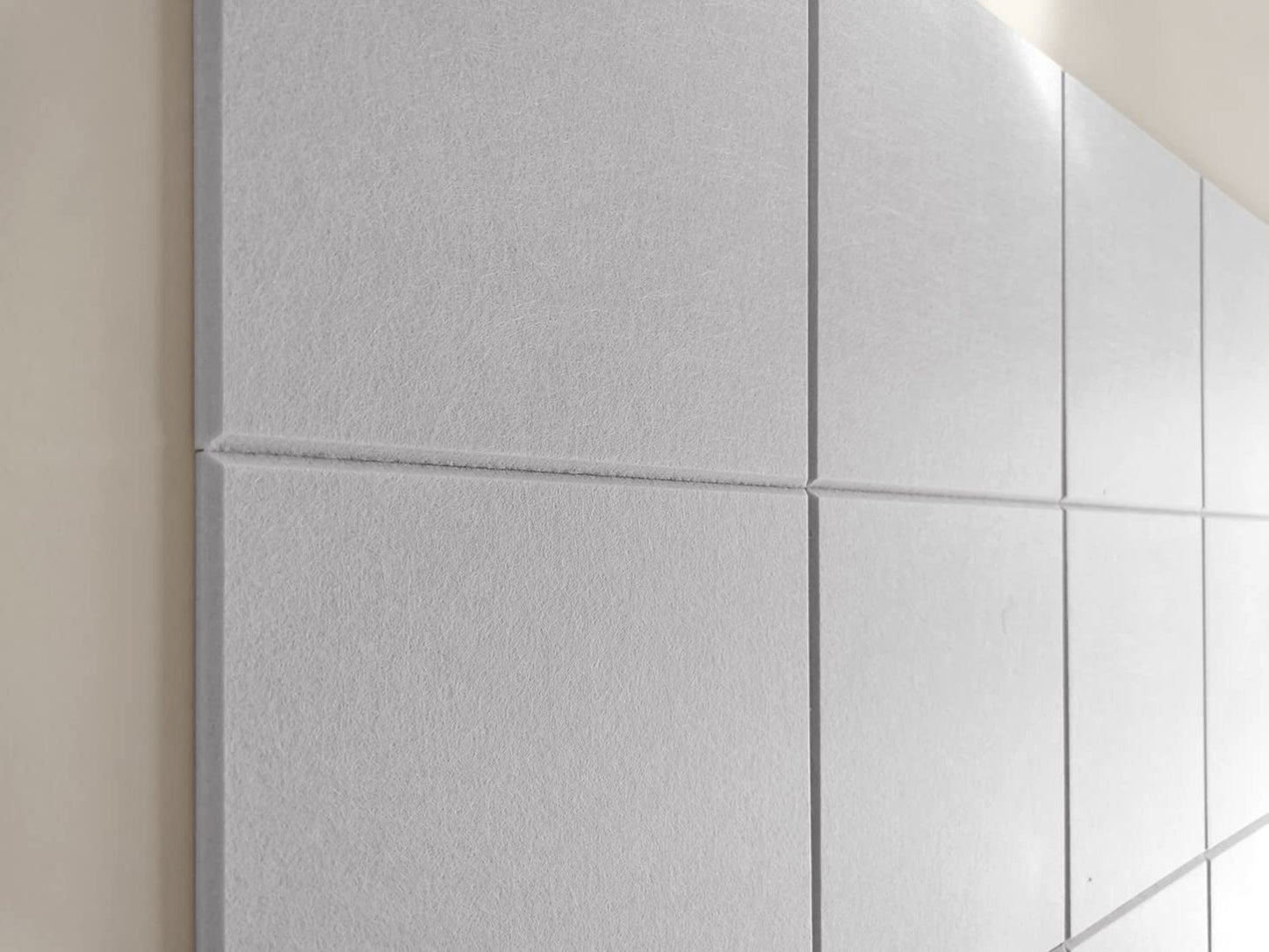 DECORITA Felt Wall Tiles | Large Cork Board Alternative | Aesthetic Felt Bulletin Board for Office, Home & Classroom | Large Cork Boards for Walls Pinboard (12-Pack) | Gray White