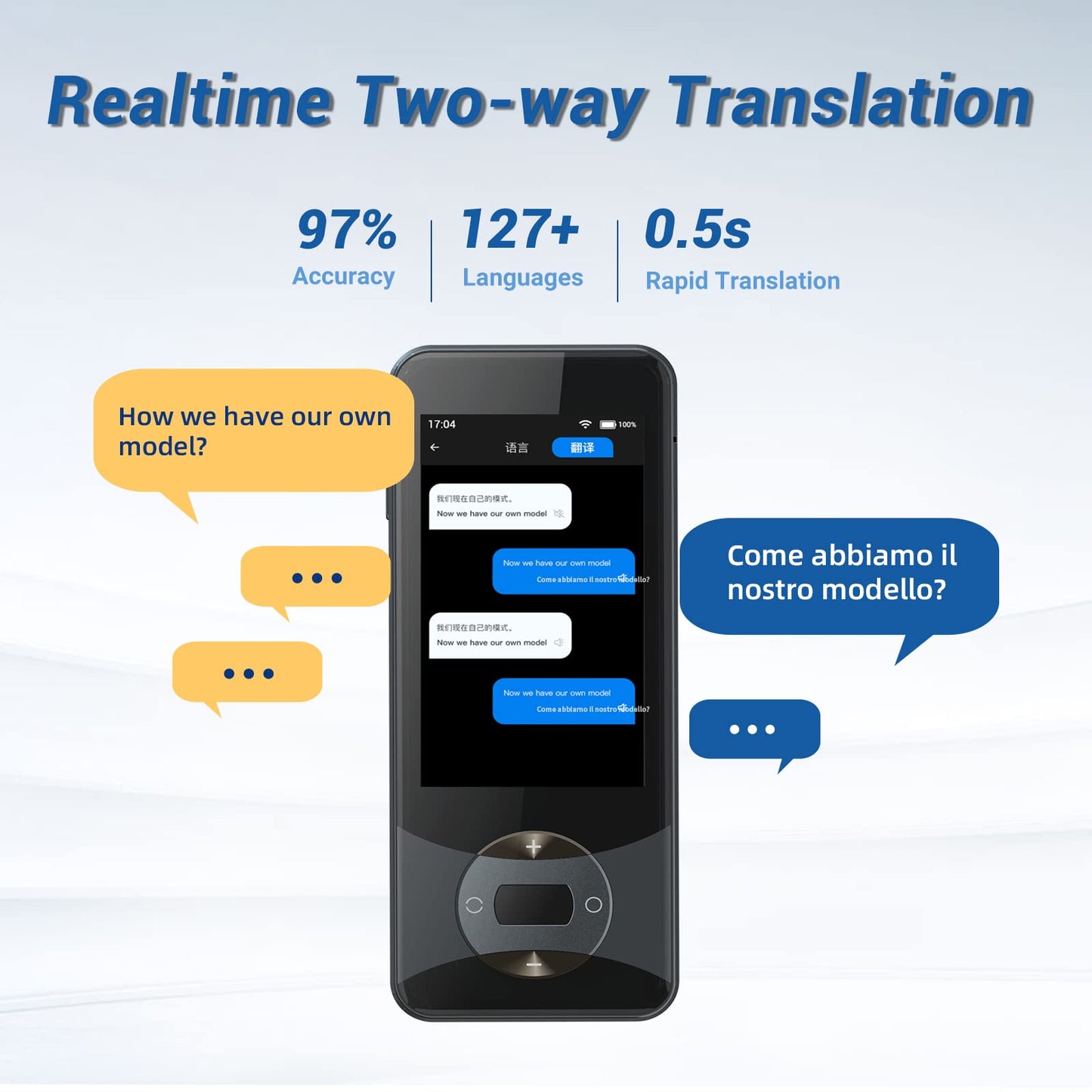 Anfier Language Translator Device 144 Languages AI Voice Translator W10 with 3.0 inch Touchscreen Image Translation Support Instant Two Way Translation for Travel Business
