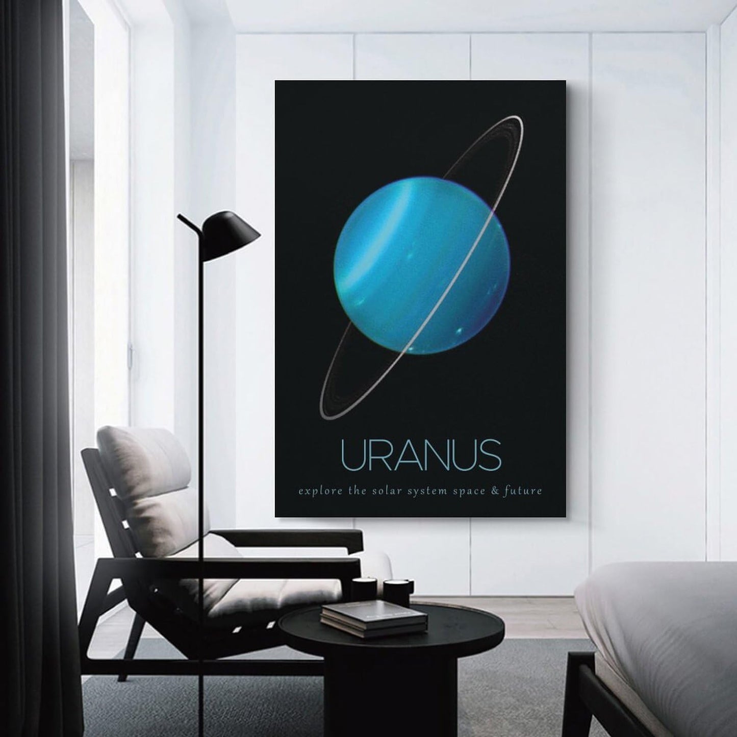 LGDSBHH Minimalist Uranus Solar System Canvas Wall Art - Educational Space Planet Poster - Science Classroom & Kids Bedroom Decor - 12x18 Inch (Unframed)