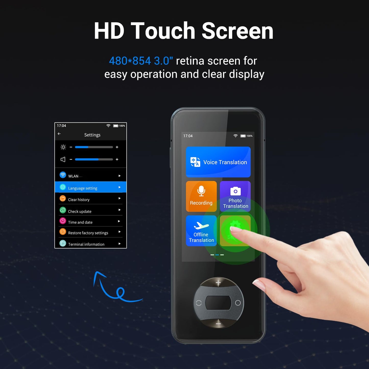 ANFIER Language Translator Device No WiFi Needed Instant Translator 2024 for 144 Languages and Accents AI Electronic Foreign Language Translators W10S Grey