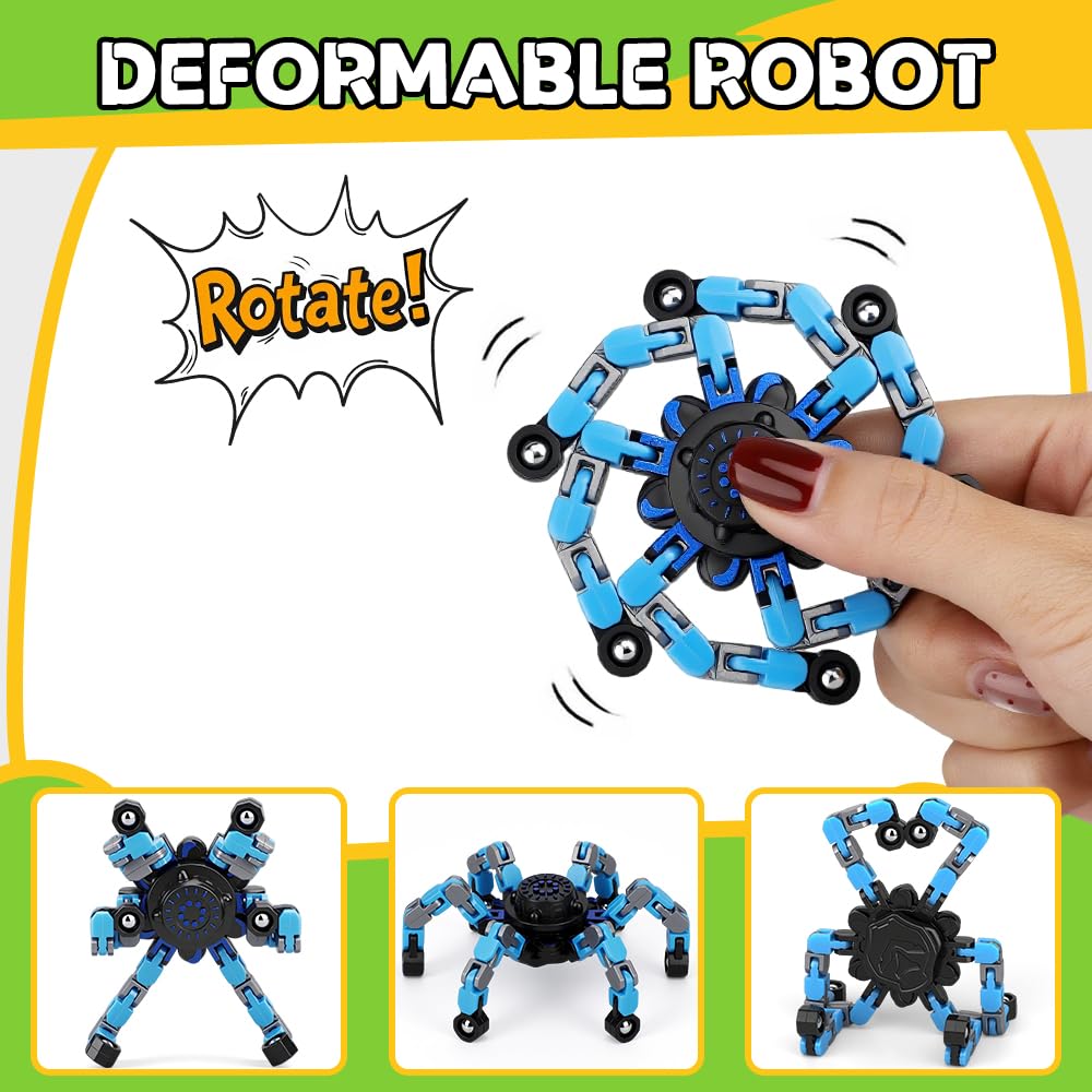 Fidget Toys Set for Adults, Sensory Pack with Fidget Spinner, Robot Spinner, Keyboard Clicker Toy, Fidget Pad, Stress Relief Desk Gadget for Office Classroom, for Boy Friend