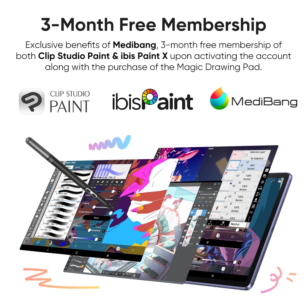 XPPen Magic Drawing Pad 12.2 Inch Standalone Drawing Tablet No Computer Needed with 16384 Pressure Levels X3 Pro Slim Stylus Tilt Support Paper-Like Screen 8GB + 256GB for Digital Drawing Artists