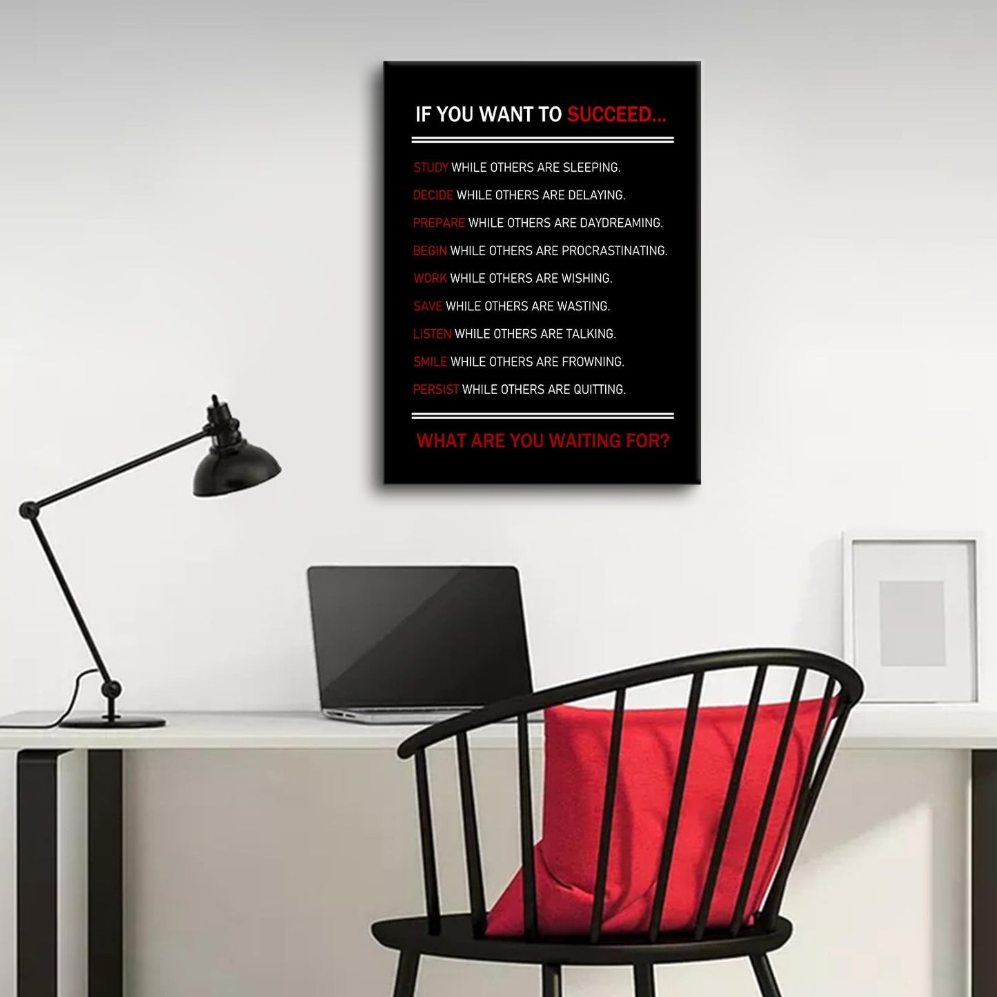 Inspirational Canvas Wall Art Motivational Posters If You Want To Succeed Print Artwork Positive Inspirational Quotes Painting Office Decor Living Room Framed [18''Wx 24''H]