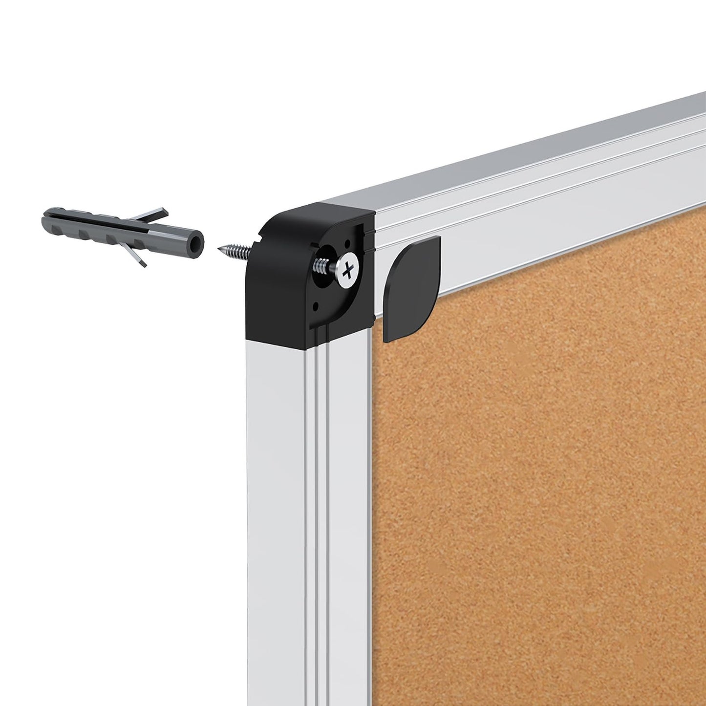VIZ-PRO Cork Notice Board, 48 X 24 Inches, 3 Pack, Silver Aluminium Frame