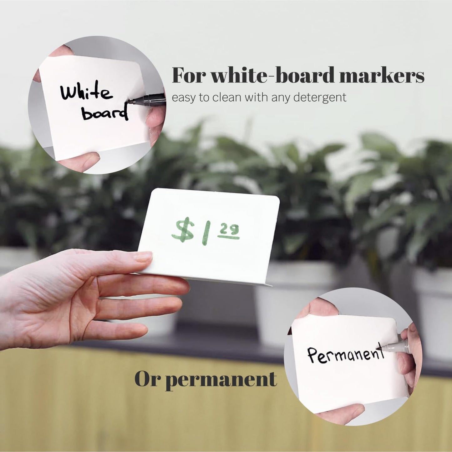 Set of 15 Mini Whiteboard, Small Dry Erase Food Signs 3 x 4 inches - Desktop Signs for Party Buffet, Food Display Card, Tabletop Chalkboards for Kitchen, Standing Menu Black Boards for Wedding