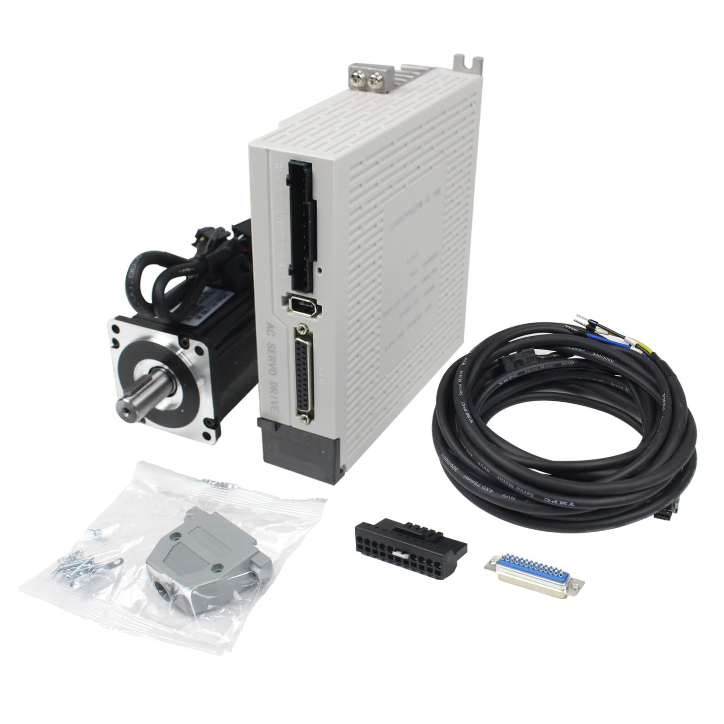 RATTMMOTOR YPMC-400W 220V Servo Motor Kit, Servo Motor with Servo Motor Driver and Brake Encoder Cable, CNC Controller Kit for CNC Engraver Milling Machine/Robot (with Brake)