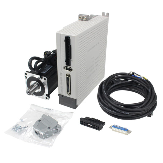 RATTMMOTOR YPMC-400W 220V Servo Motor Kit, Servo Motor with Servo Motor Driver and Brake Encoder Cable, CNC Controller Kit for CNC Engraver Milling Machine/Robot (with Brake)