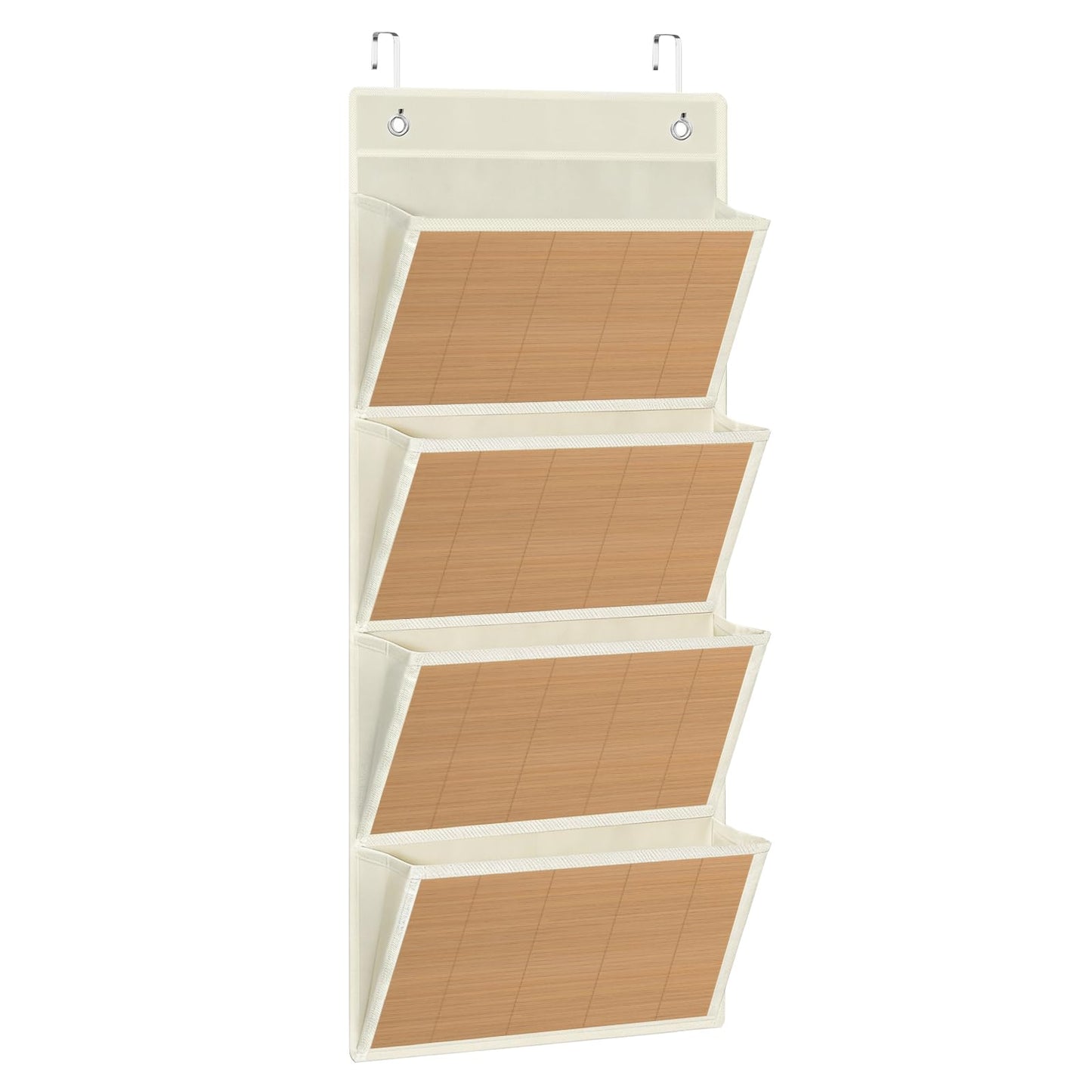 VERONLY Over the Door File Organizer - Hanging Wall Mounted File Folders Storage with 5 Extra Large Pockets for Home, 0ffice, Classroom,Chart Papers, Files, Letters,Planner, Documents (Beige)