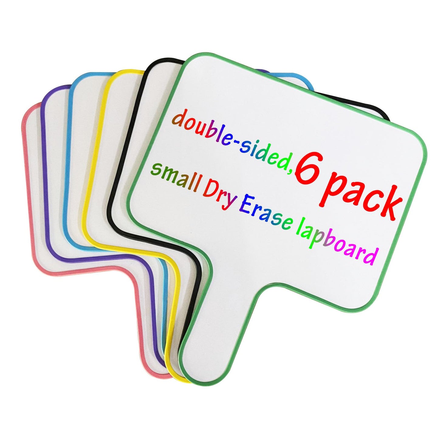 6 Pack Dry Erase Answer Paddles 10''x 8'' - Double Sided Handheld Mini Whiteboards with 6 Colorful Erasers Voting Auction Boards Small Writing Board for Office Classroom Teacher Supplies and Games