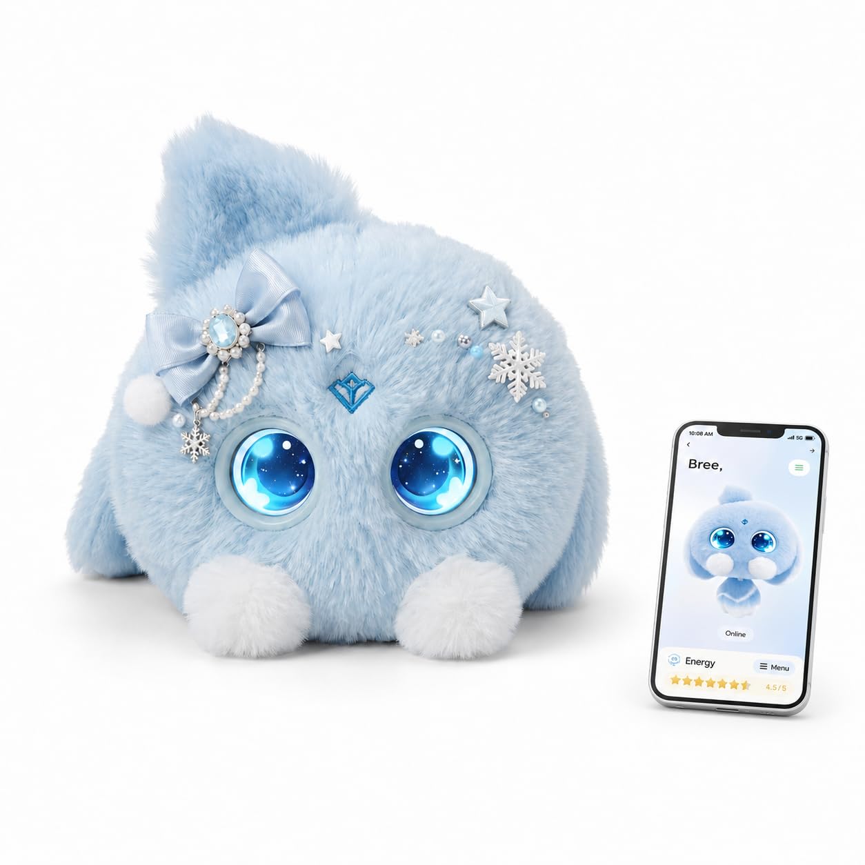 OKIVIVI AI Plush Companion, GPT-Powered Voice Chat Stuffed Toy with Conversation Memory, Expressive LED Eyes and Touch Response, Cute Stuffies Interactive AI Toys Gift for Teens