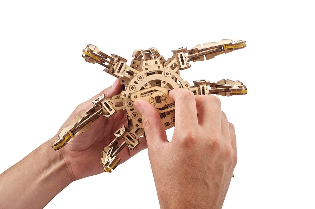 UGEARS Hexapod Explorer 3D Puzzle - Walking Robot Wooden Model Kits for Adults to Build - Self-Propelled 6-Legged Mechanical Crawler Craft Kit - 3D Wooden Puzzles for Adults