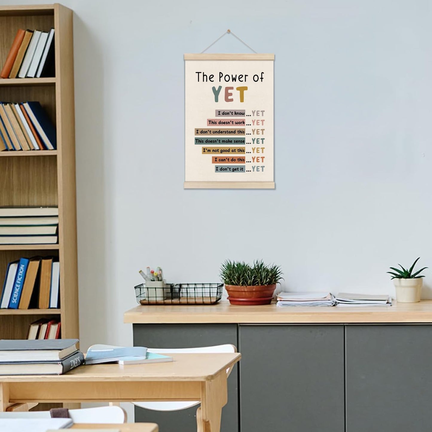 DOI-LANEE The Power of Yet Poster - Motivational Inspirational Wall Decor, Mental Health Therapy Office Decor, Growth Mindset Wall Art for Homeschool Classroom Counselor, 16x12 Inch