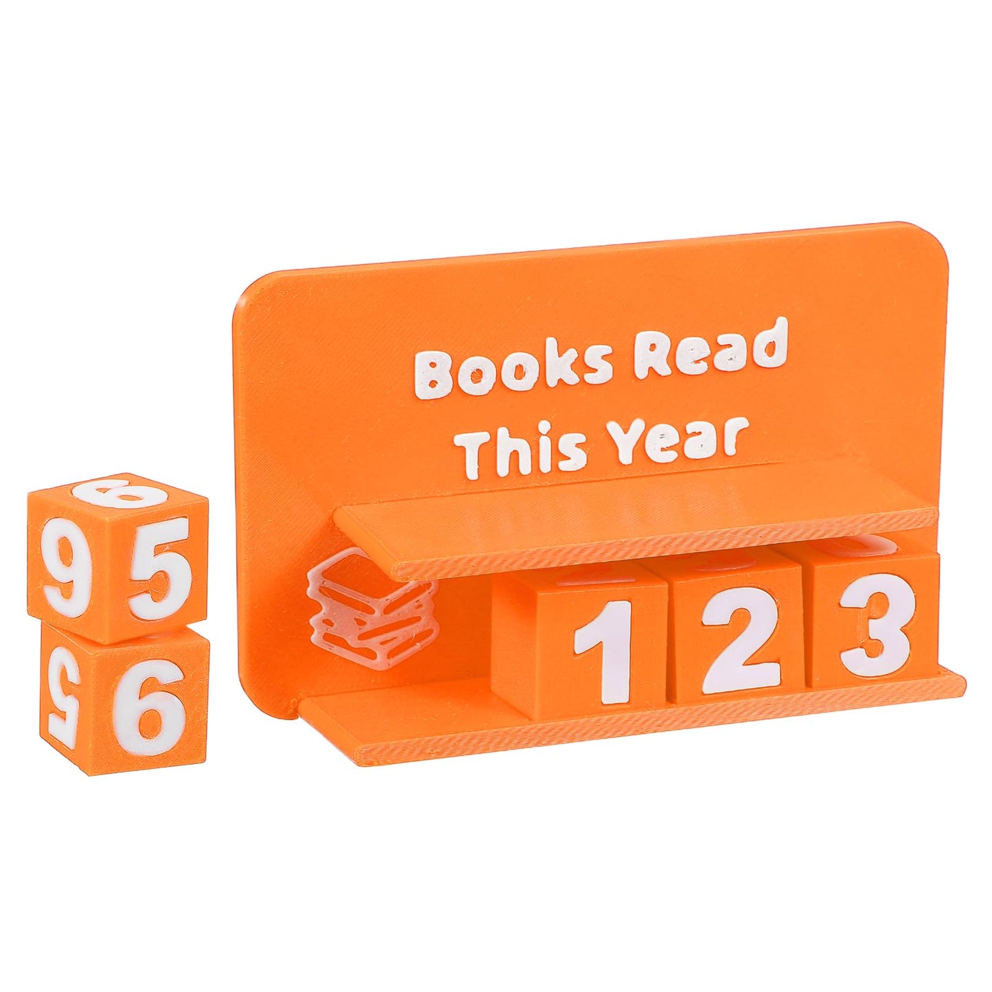 PATIKIL Books Read This Year Tracker, 3D Reading Challenge Counter Sign Library Bookshelf Decor Reading Challenge Number Up to 999 Books Gift for Reader Book Lovers Teachers, Orange