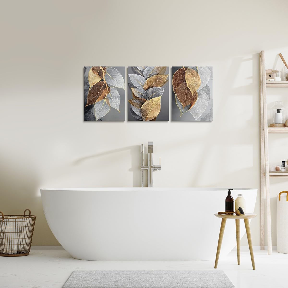 jejeloiu Leaves Canvas Wall Art for Living Room Bedroom 12"x16"x3pcs Kids Leaf Picture Wall Decor for Home Decor Bathroom Boys Girls Botanical Office Decorations Artwork Posters Leaf Branches Painting
