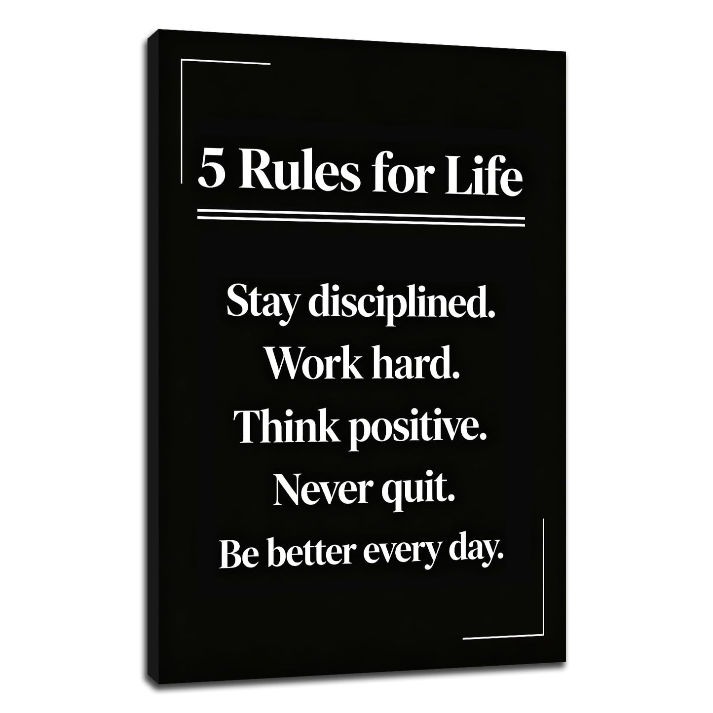 PSYYSP Motivational Wall Decor Office 5 Rules For Life Inspirational Poster For Office Men Women Success Quotes Canvas Wall Art Framed Modern Daily Discipline Sign Office Decorations 12x18 Inch