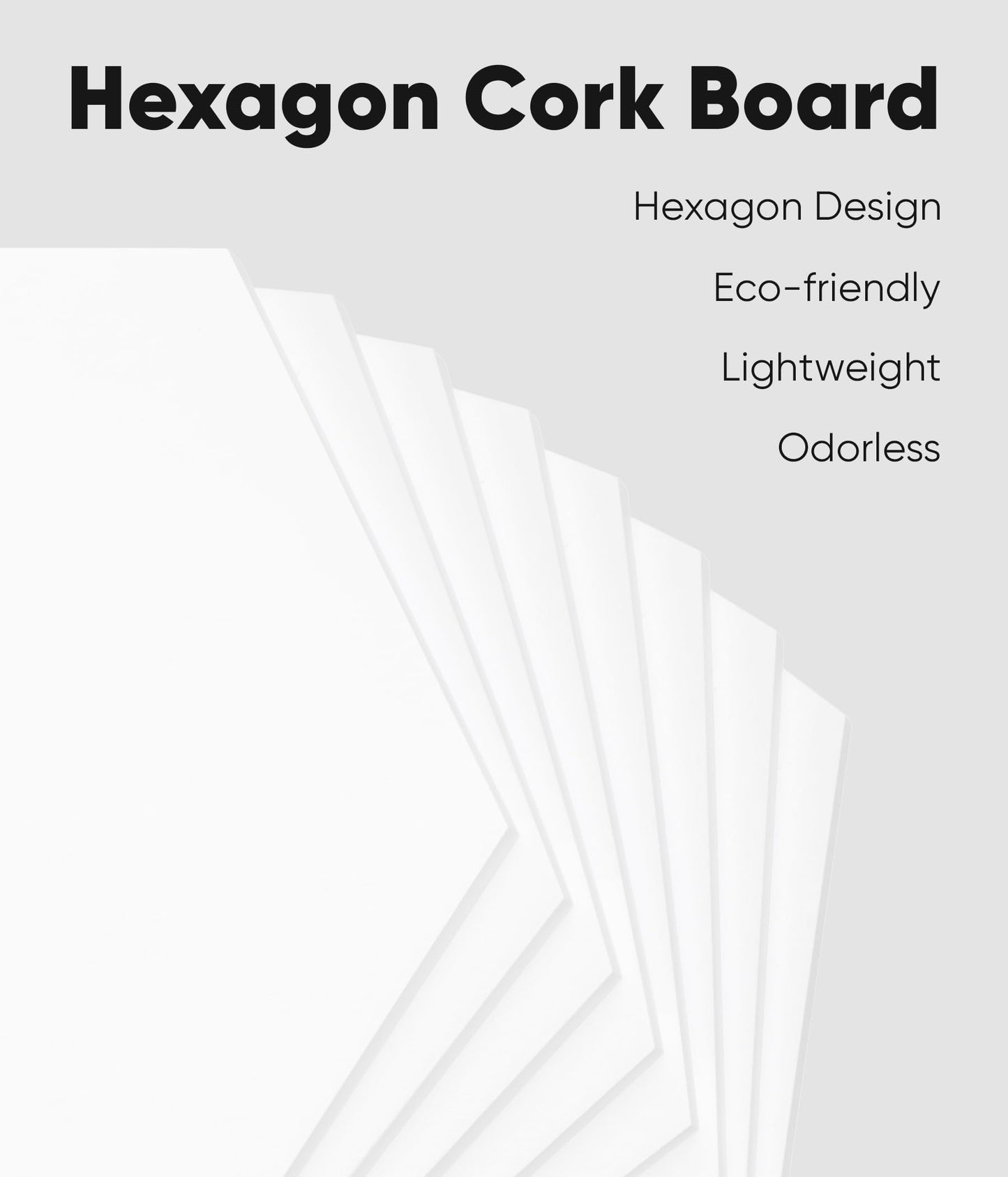 Toptople 12 Inch Large Hexagon Cork Board for Walls, 8 Pack Felt Bulletin Board Tiles, Pin Board with Push Pins for Office Photo and Note, White