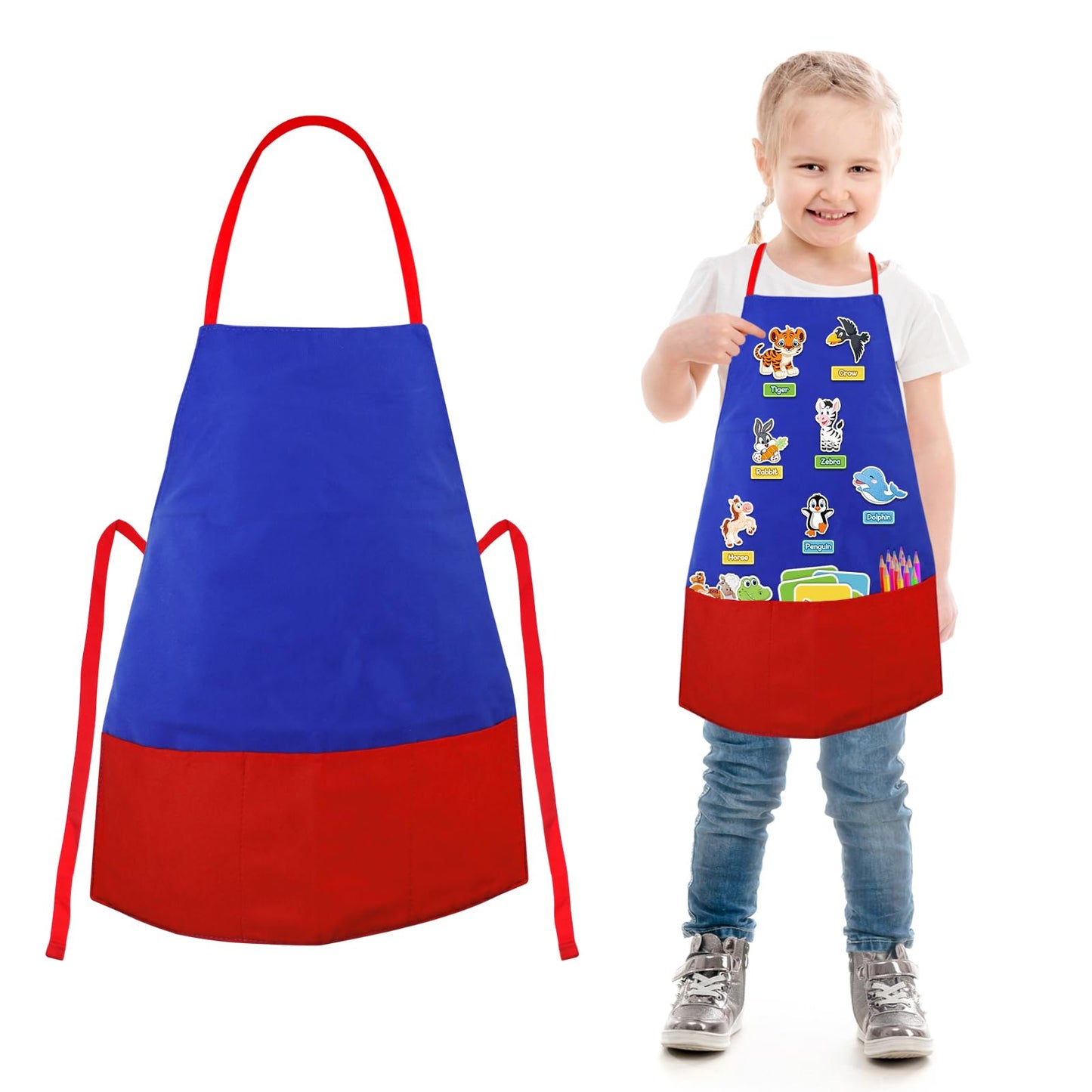 AKAYOK Felt Aprons for Autism - 3 Pocket Educational Storytelling Apron for Preschool, Autism, Classroom, and Homeschooling - Durable, Washable, and Interactive Learning Tool