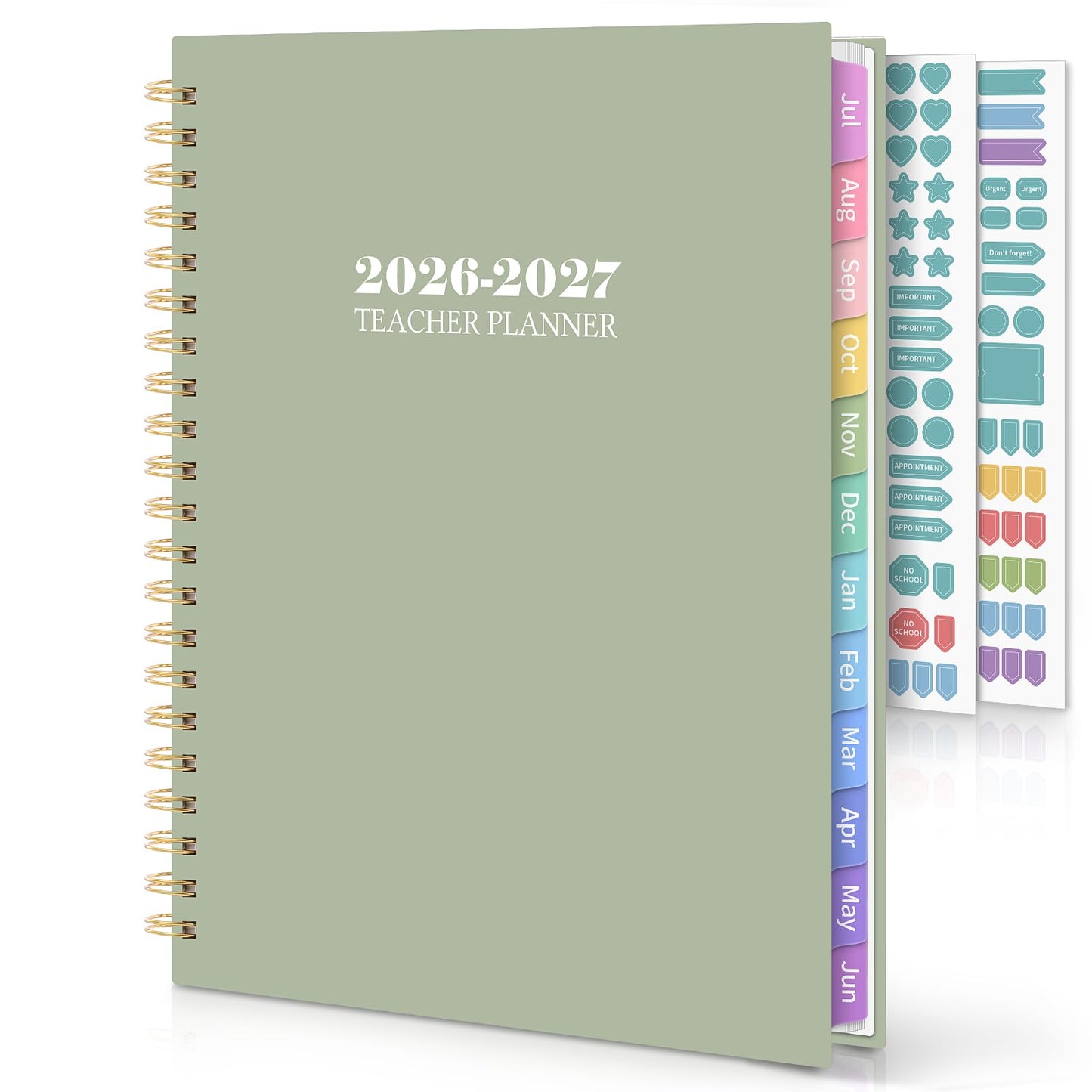 SKYDUE Teacher Planner 2026-2027 Academic Year, 8.5" x 11" Lesson Plan Book, July 2026-June 2027, 162 Pages, Monthly Tabs, Stickers, Weekly Lesson Planning, Student Tracking & Classroom Organization, Green