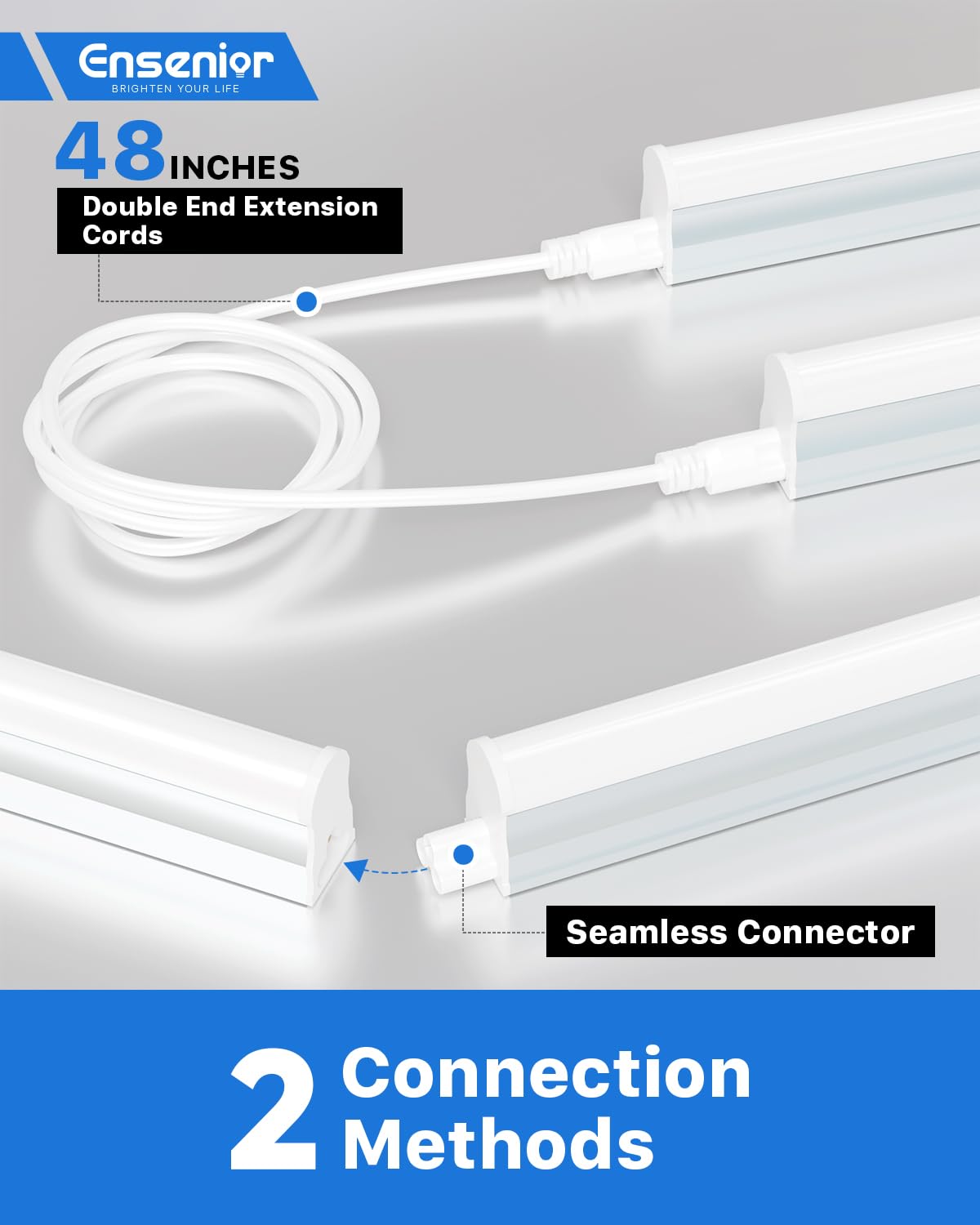 Ensenior T5 LED Shop Lights, 4FT 2000LM, 6500K White, 20W Linkable Fixture, Pack of 12, Aluminum