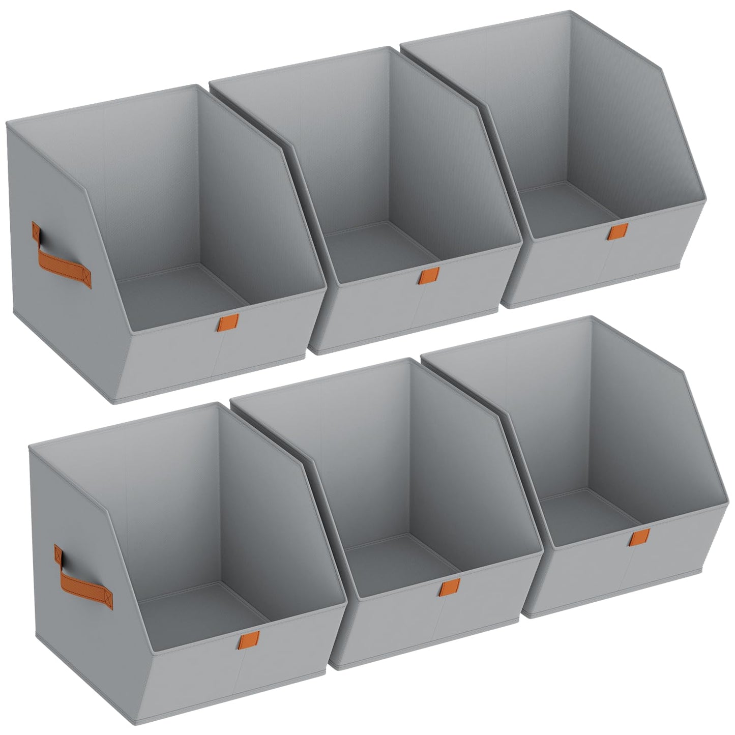 Homsorout Fabric Closet Storage Cubes - 6 Pack Square Storage Bins with Dual Handles for Clothes, Towels, Toys, Cube Storage Organizers for Bedroom, Nursery, Shelves, Closet, Small Spaces, Grey