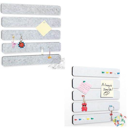Arlasuo 5 Pack Grey Felt Pin Board Bar Strips Bulletin Board Bundle with 5 Pack White Felt Pin Board Bar Strips Bulletin Board