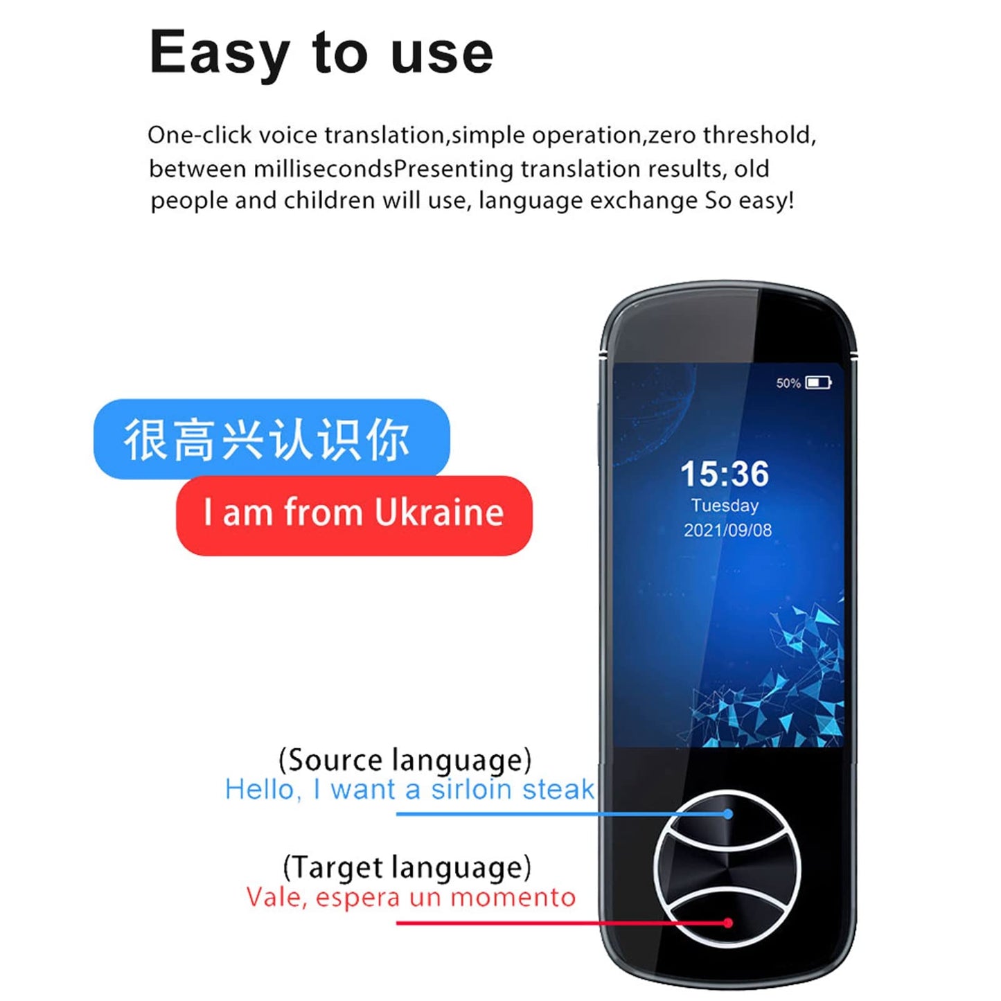 PUSOKEI Smart Voice Language Translator 127 Languages Two-Way Instant Voice Interpreter Electronic Handheld Pocket Language Translater Devices Photo Translator for Travel, Shopping, Entertainment