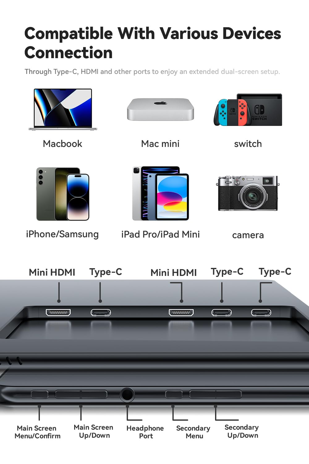 EHOMEWEI X1 Air Foldable Dual Screen Portable Monitor 14.2"×2 2.8K IPS Laptop Screen Extender 90Hz USB-C HDMI for MacBook Windows