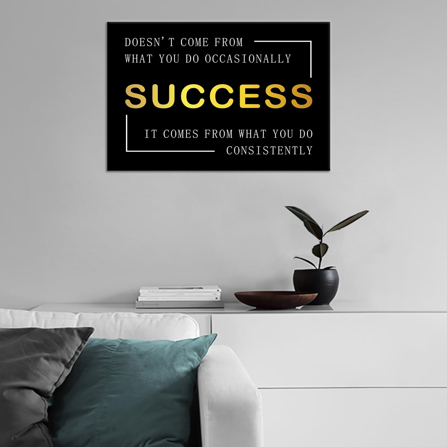 Inspirational Wall Art Home Decor Motivational Success Quotes Canvas Print Positive Affirmation Picture Poster Artwork for Modern Bedroom Living Room Gym Wooden Framed Ready to Hang [12''Wx 18''H]