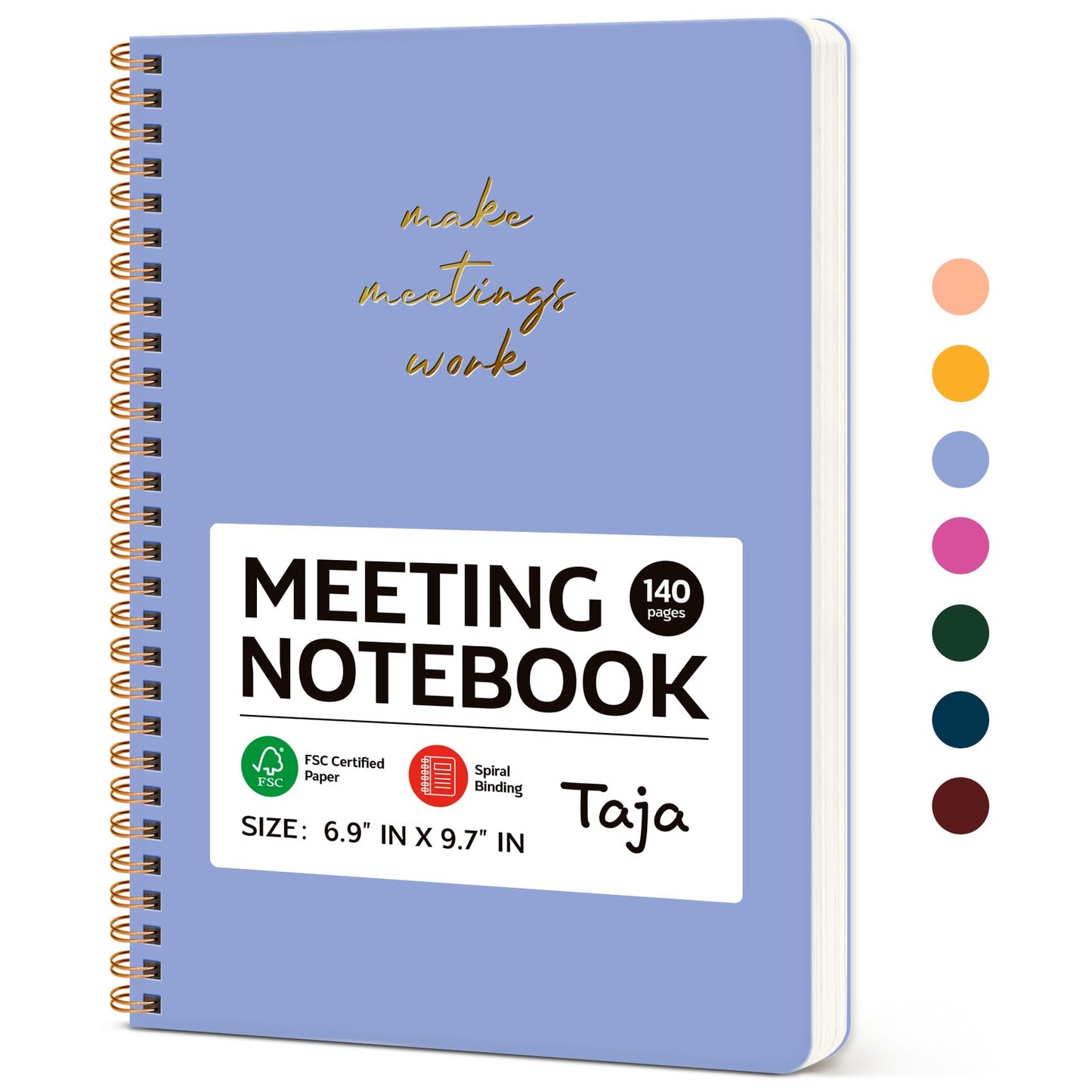 Meeting Notebook for Work Organization - Work notebook with action items, Meeting Minutes Planner Notebook, Perfect Office Supplies for Men & Women - Lavender