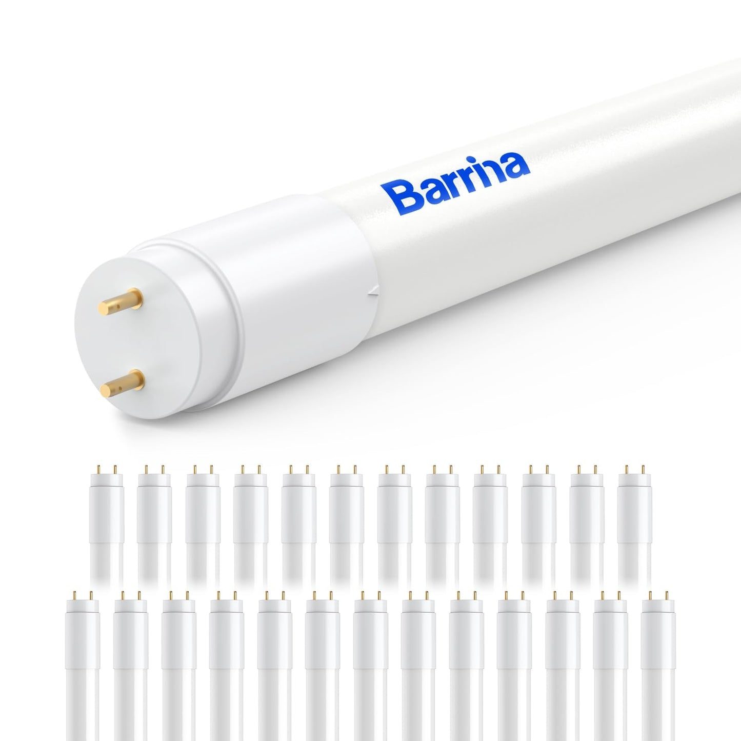 Barrina T8 LED Bulbs 4FT, 18W, 2300LM, 5000K, Plug & Play/Ballast Bypass, 25 Packs