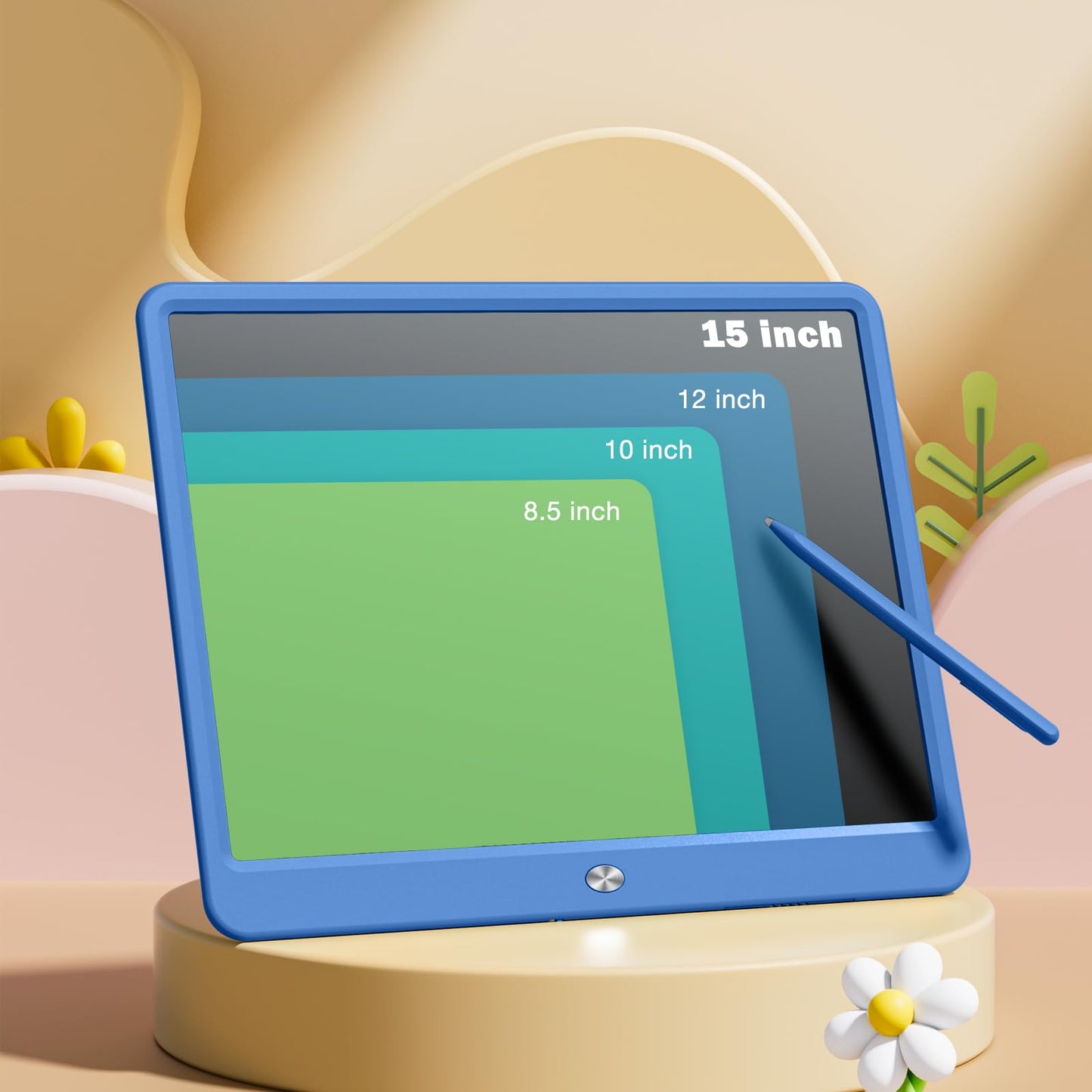 Kidopire LCD Writing Tablet for Kids, Large Screen 15-Inch Drawing Writing Tablet Doodle Board, Toddler Educational Toys Girls Boys 3-12+ Year Old Birthday Gift Office Road Trip Essentials, Navy