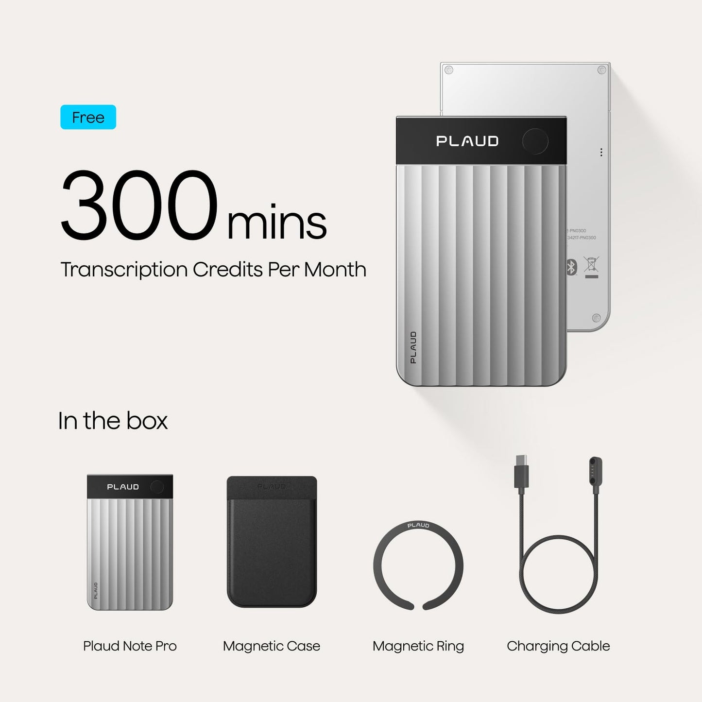 Plaud Note Pro AI Voice Recorder, Transcribe & Summarize with AI Note Taker for Meetings & Calls, Professionals & Teams, Supports 112 Languages, Ultra-Slim, InstantView Display, Case Included, Silver