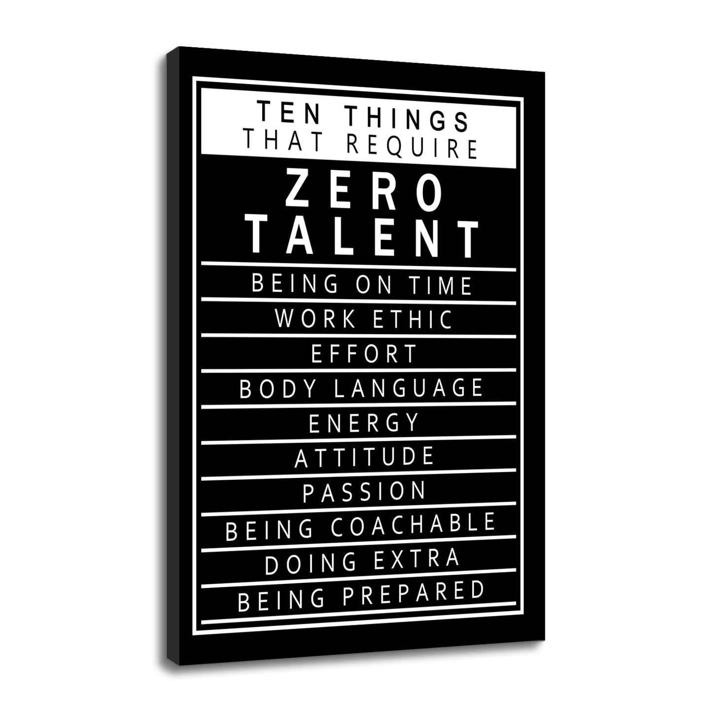 Motivational Canvas Wall Art Inspirational 10 Things that Require Zero Talent Posters Prints Artwork Success Quote Home Office Wall Decor Bedroom Living Room Framed Ready to Hang [24''W x 36''H]