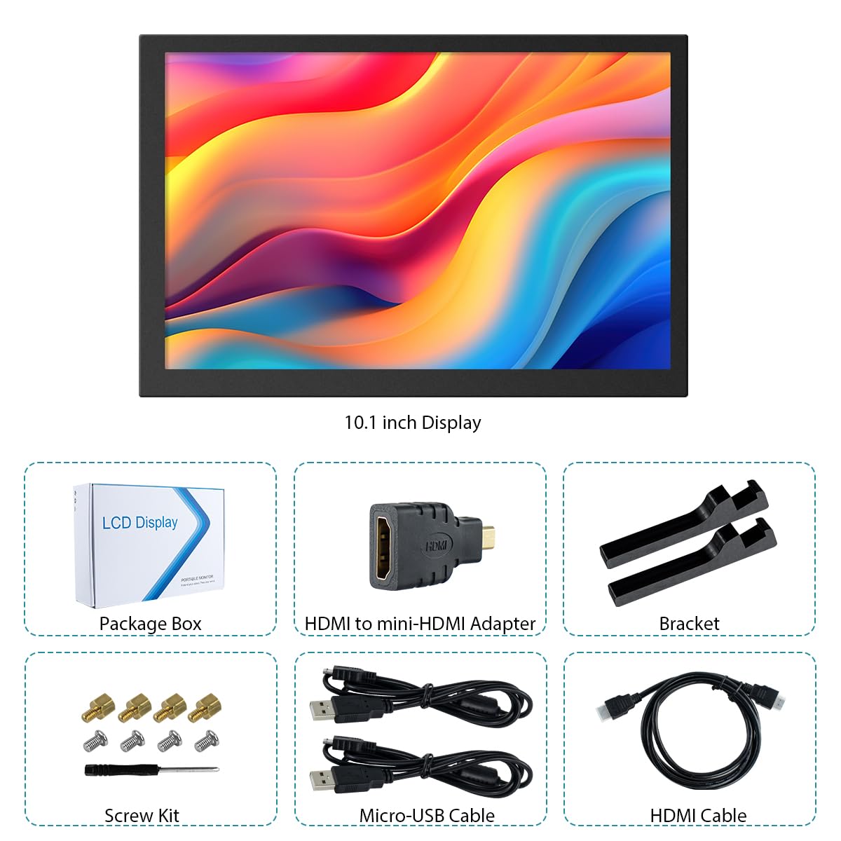 Hosyond 10.1" IPS LCD Capacitive Touchscreen Monitor HDMI Display 1280x800 for Raspberry Pi 5/4/3B+ Xbox PS4 Windows 7/8/10