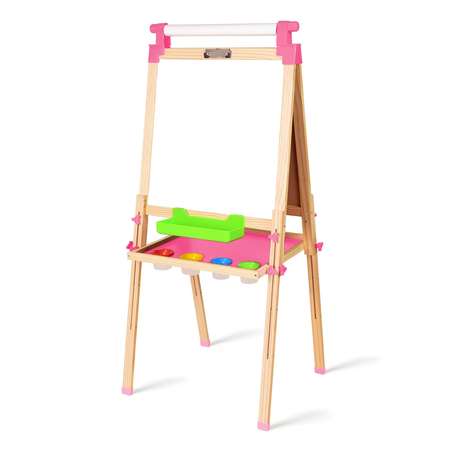 JOYOOSS Easel for Kids Art Easel for Toddlers,Wooden Kid Easel with Paper Roll - Chalkboard for Kids Adjustable Double Sided Kid Dry Erase Board,Outdoor Art Easel Toddler