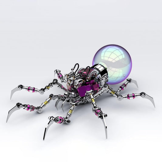 Arcynix Cyberpunk Metal Spider 3D Puzzle, DIY Sci-Fi Model with Color-Changing Eyes & Interactive Plasma Ball & Home Decor for Teens & Adults (14+), 650 Pieces, 1 Count