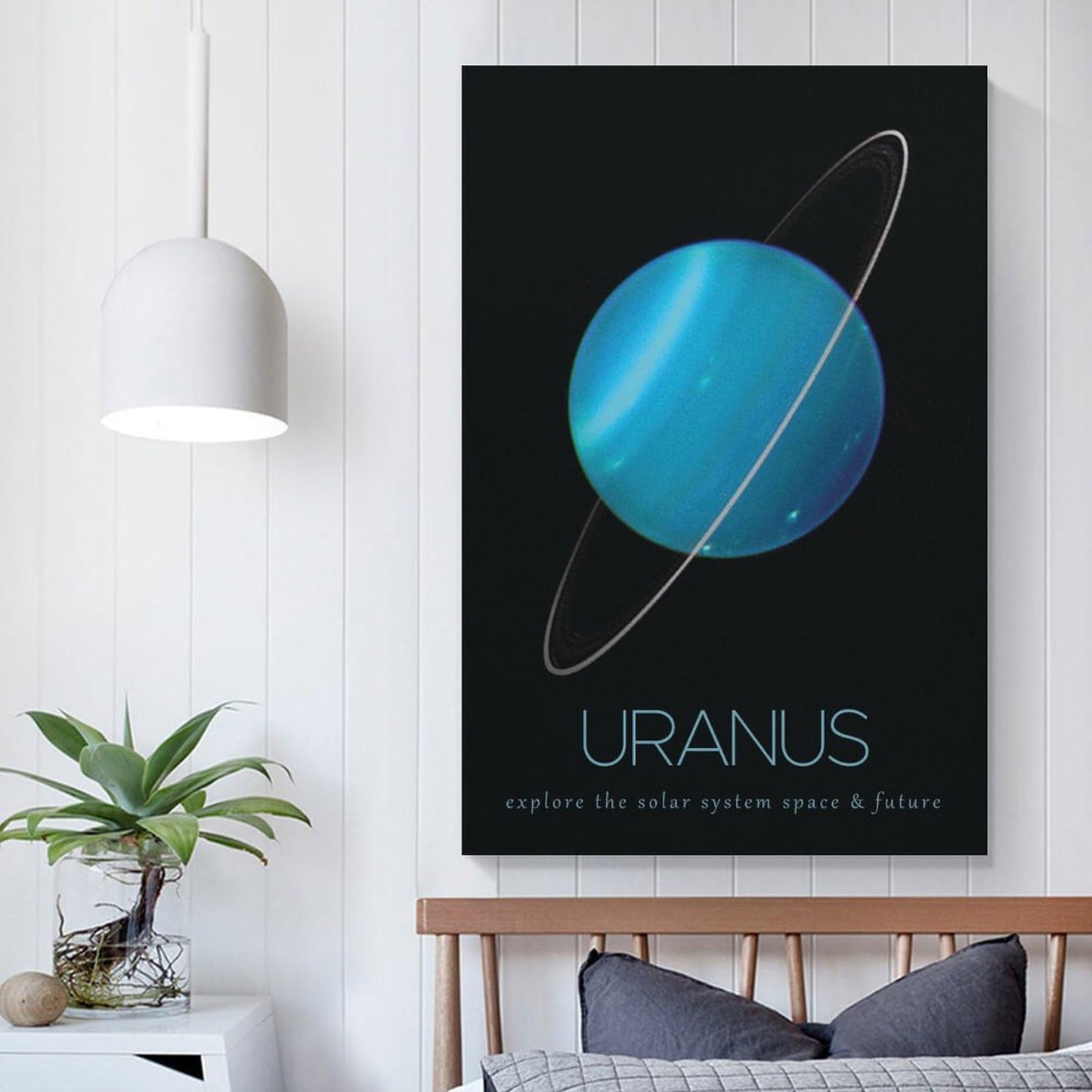 LGDSBHH Minimalist Uranus Solar System Canvas Wall Art - Educational Space Planet Poster - Science Classroom & Kids Bedroom Decor - 12x18 Inch (Unframed)