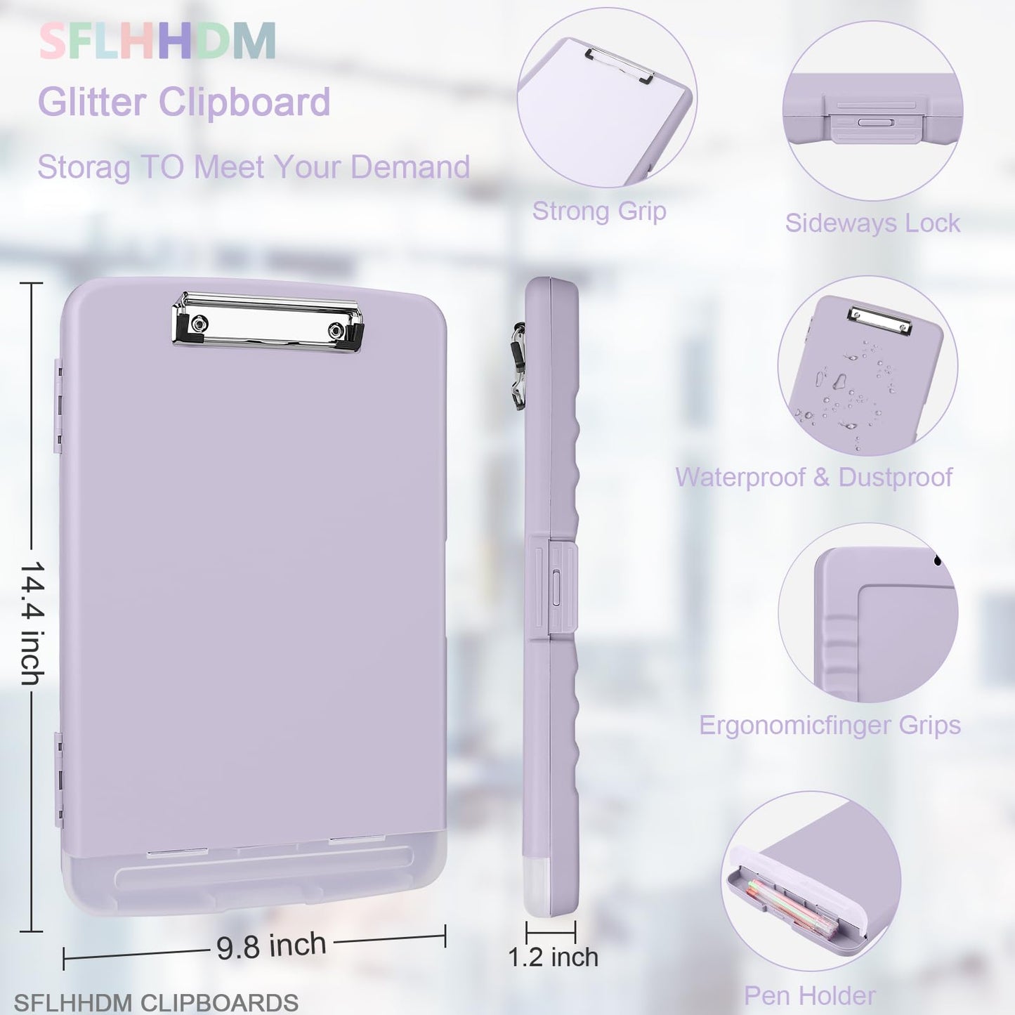 SFLHHDM Clipboard with Storage,Storage Clipboard with Pen Holder, A4 Binder Clip Boards 8.5x11 with Low Profile Clip,Side Opening Nursing Clipboards, Clipboards Folder for Office Supplies-Dusty Purple