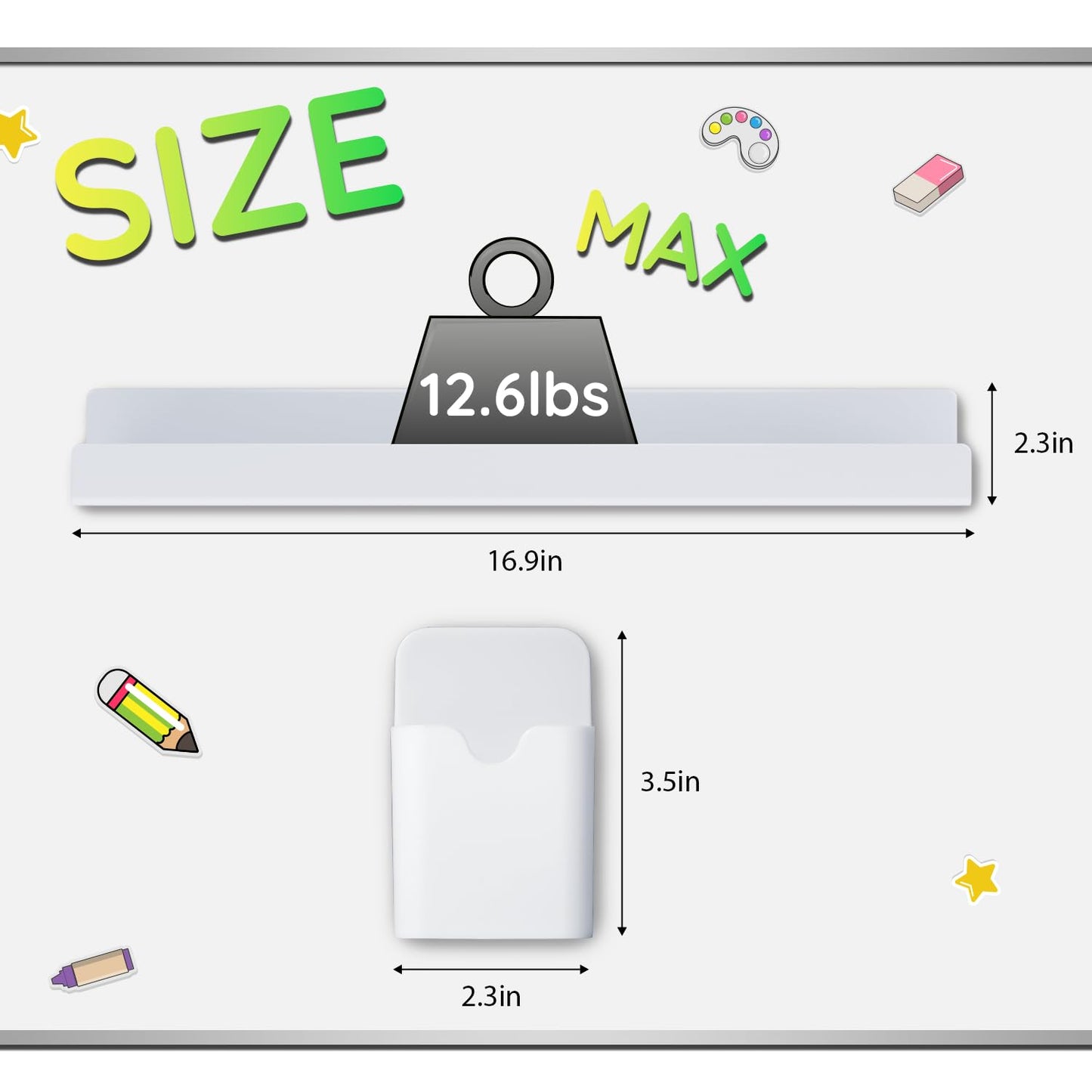 CONIJIWA 2 Pcs Magnetic Book Shelf for Whiteboard with Magnetic Pen Holder
