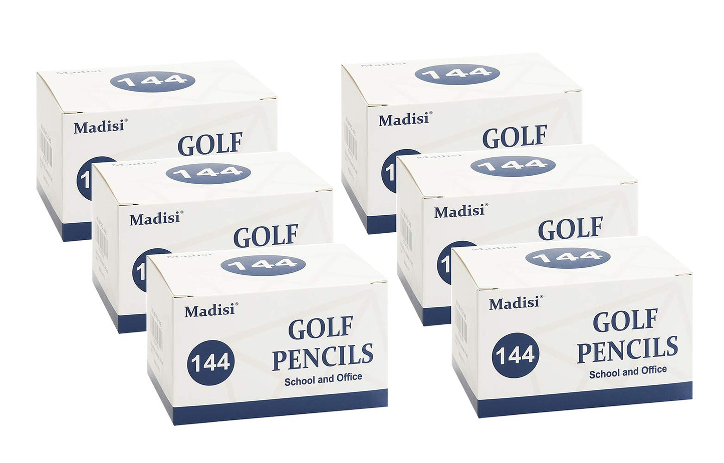 Madisi Golf Pencils, #2 HB Half Pencils, 3.5" Mini Pencils, Pre-Sharpened, 6 Boxes, 864 Count